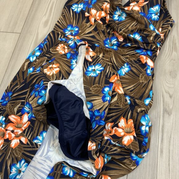 Lands' End 6L 6 Long Tummy Control Surplice Faux-Wrap One-Piece Swim Dress - Picture 5 of 10